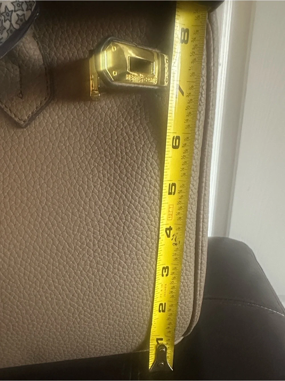 Taupe Leather Top-Handle Women’s Bag with Gold Hardware